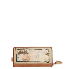 Anekke Butterfly Grand Wallet 3 Flaps Faux Cuir Beige