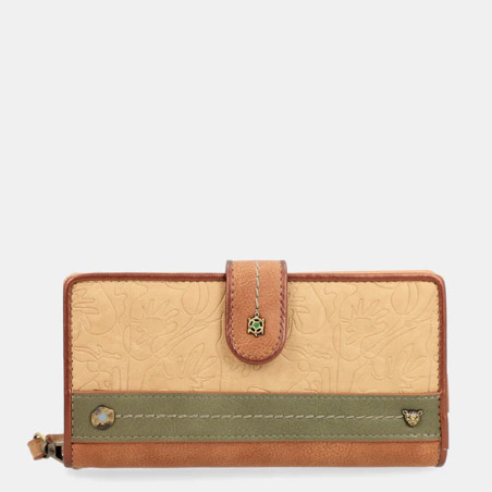 Anekke Butterfly Grand Wallet 3 Flaps Faux Cuir Beige