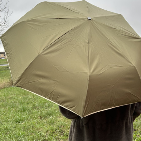 Piganiol x Arec Nut Folding Umbrella for Women Khaki / Gold Bias