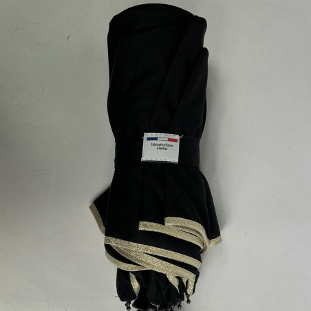 Piganiol x Noix D'arec Parapluie Pliant Pour Femme Noir / Biais Or fermé haut