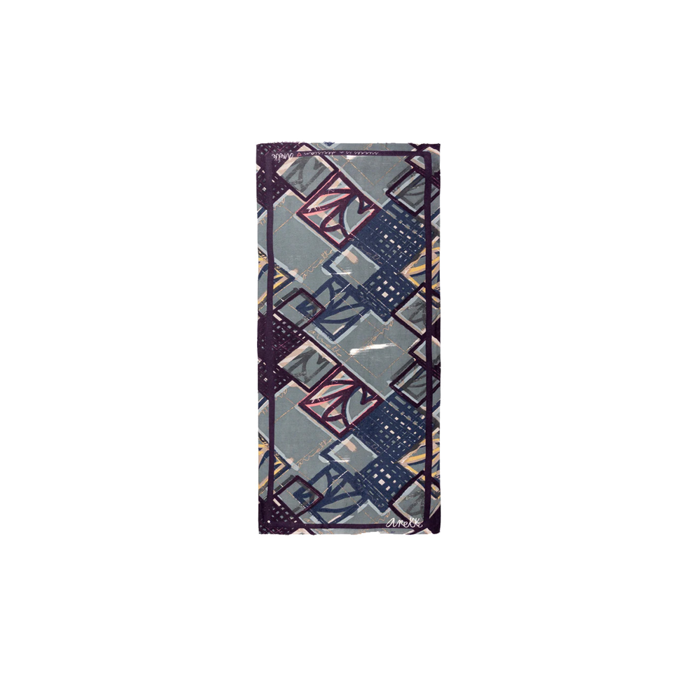 Anekke Scarf with Printed Patterns Blue
