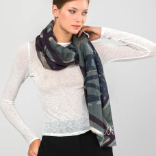 Anekke Scarf with Printed Patterns Blue