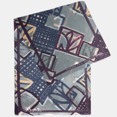 Anekke Scarf with Printed Patterns Blue