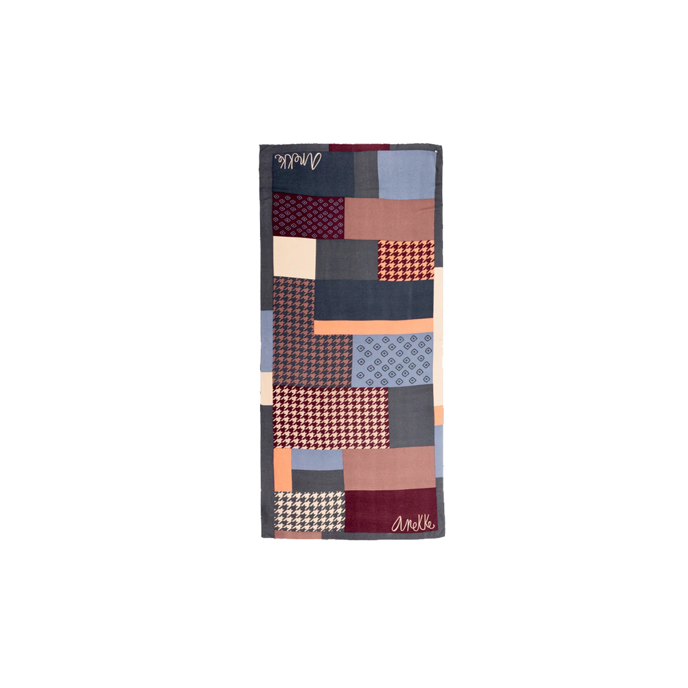 Anekke Scarf with Printed Patchworks Grey