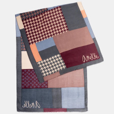 Anekke Scarf with Printed Patchworks Grey
