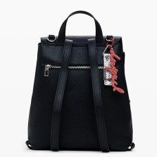 Desigual Embro Patch Petit Sac A Dos A Rabat Avec Gravures Negro dos
