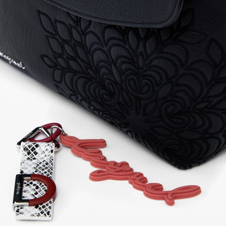 Desigual Embro Patch Petit Sac A Dos A Rabat Avec Gravures Negro porte-clés
