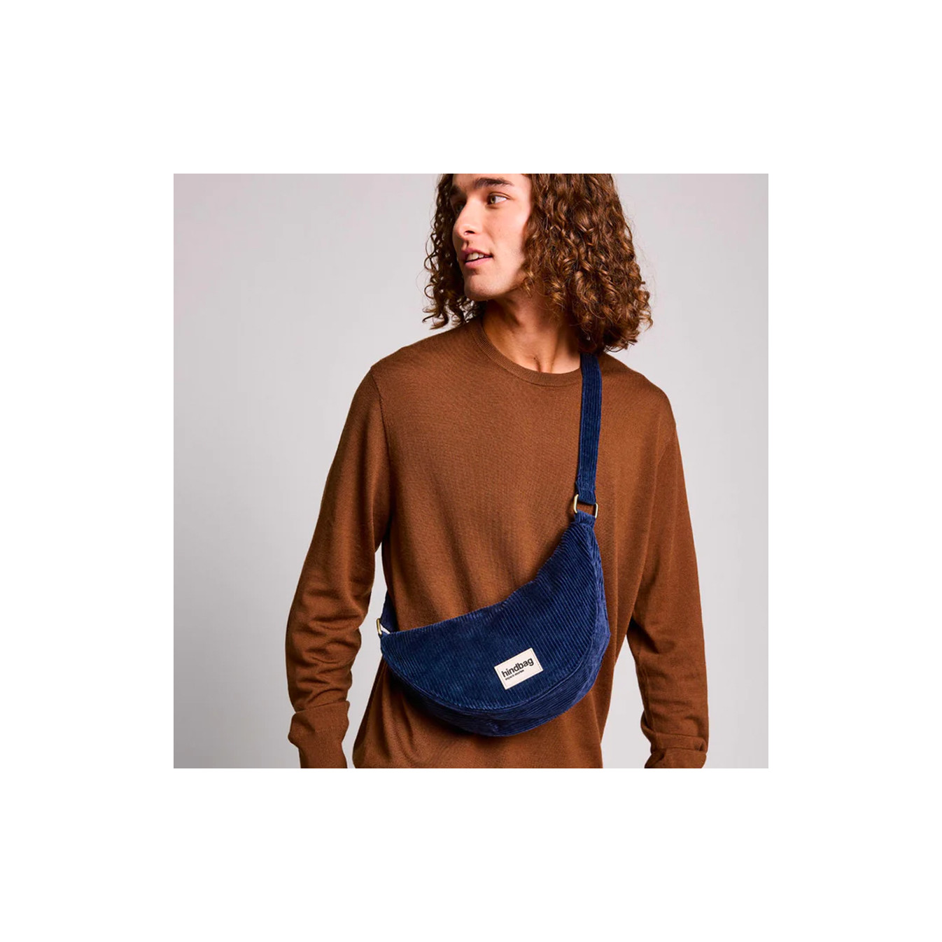 Hindbag Andrea Banana Bag Navy Velvet