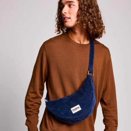 Hindbag Andrea Banana Bag Navy Velvet