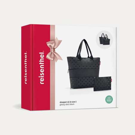 Reisenthel Shopper E1 Extensible Porté Epaule Glossy Dots Black cofret