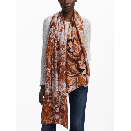 Desigual Corduroy Foulard Imprimés Cachemire Orange porté