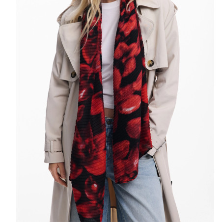 Desigual Revolution Large Floral Printed Scarf Black