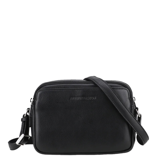 Arthur Et Aston Ange Small Leather Satchel with 2 Compartments Black