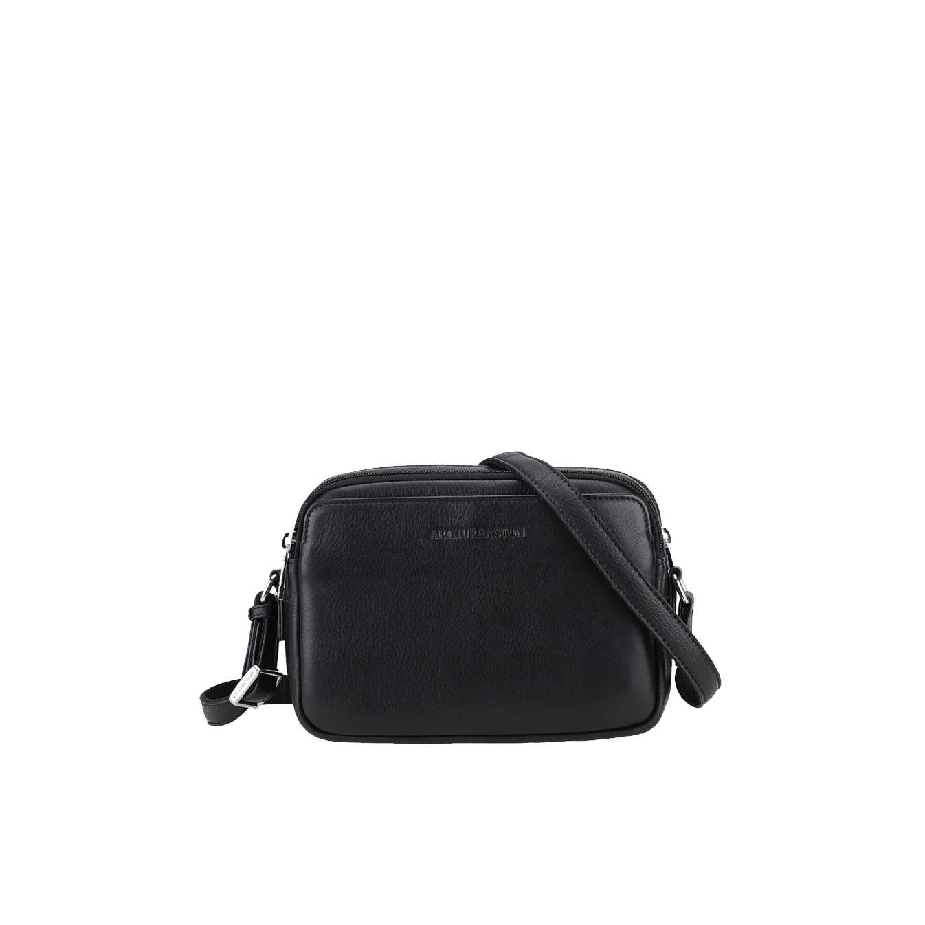Arthur Et Aston Ange Small Leather Satchel with 2 Compartments Black