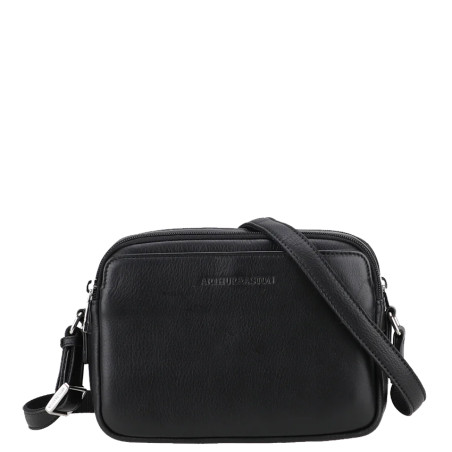 Arthur Et Aston Ange Small Leather Satchel with 2 Compartments Black
