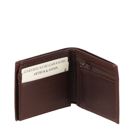 Arthur Et Aston Ange Vertical Anti RFID Leather Wallet in Chestnut