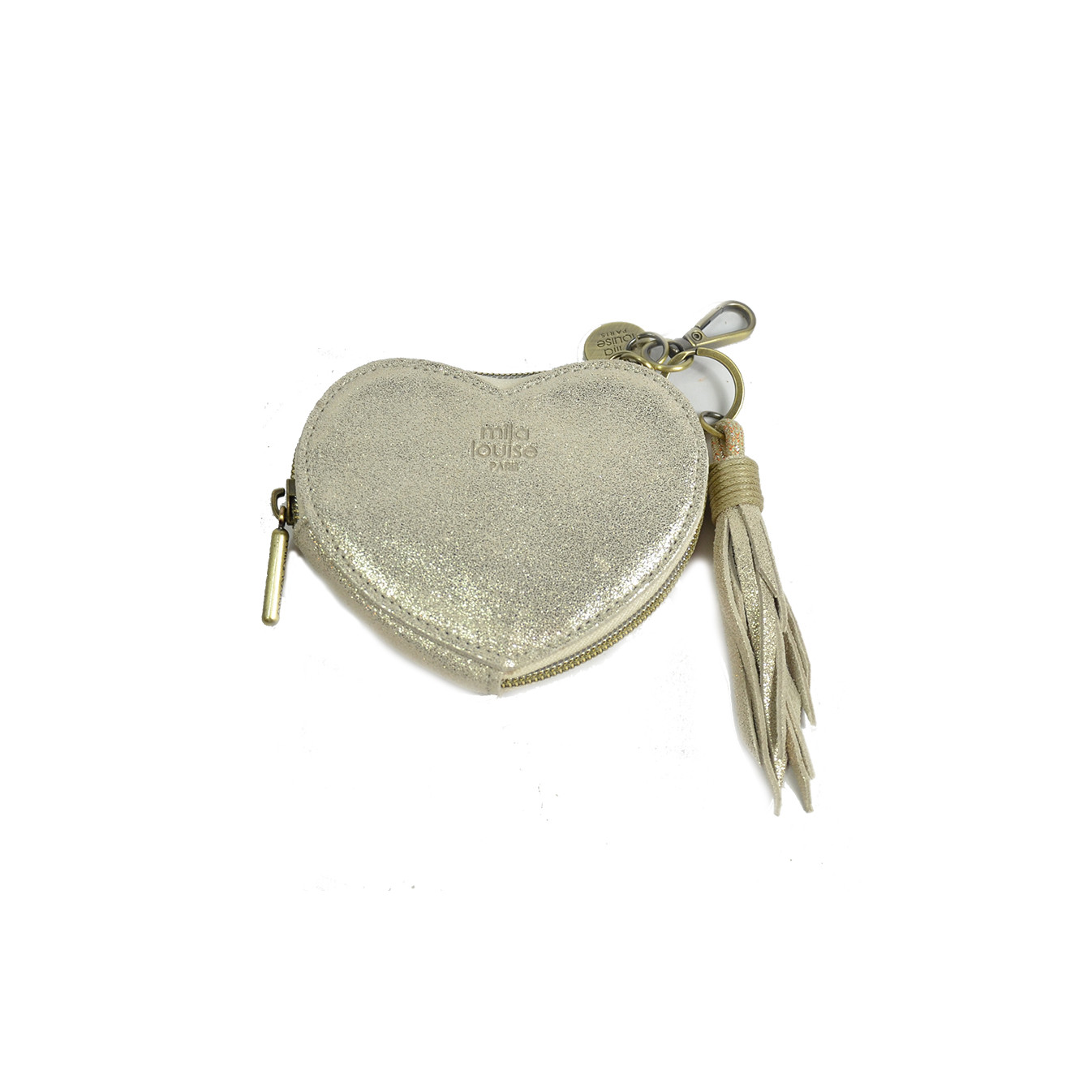Mila Louise Love Coin Purse and Keychain Latte