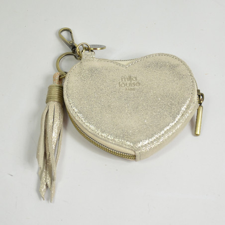Mila Louise Love Coin Purse and Keychain Latte