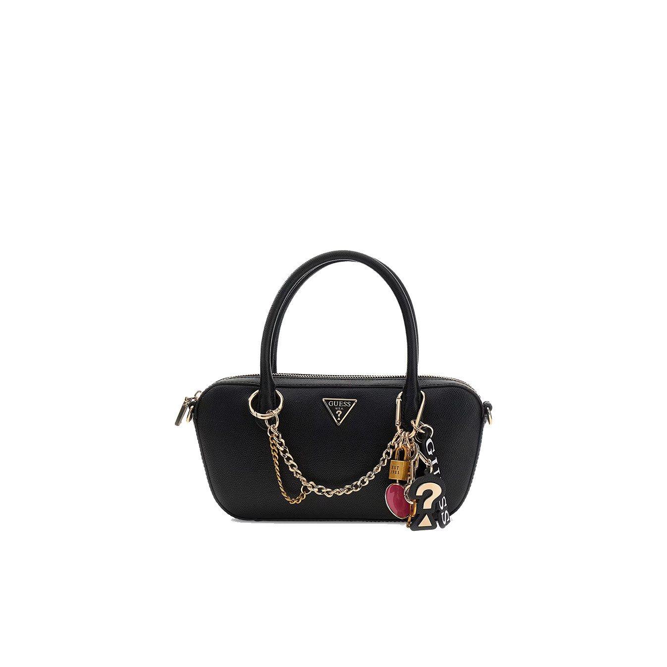 Guess Davina Handbag Charm Latte Black