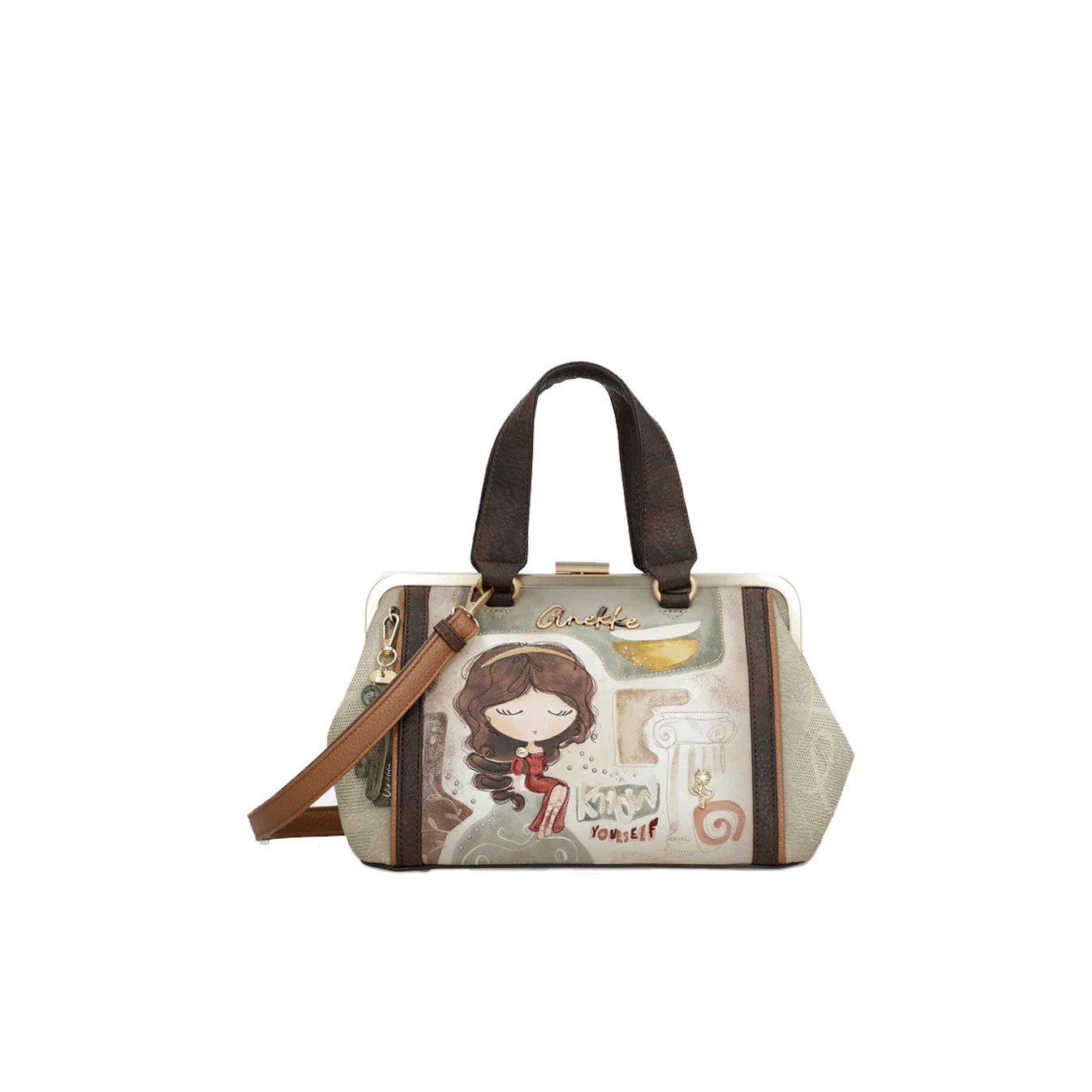 Anekke Muse Handbag with Patterns Beige