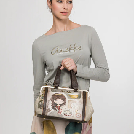 Anekke Muse Handbag with Patterns Beige