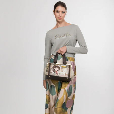 Anekke Muse Handbag with Patterns Beige