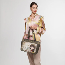 Anekke Muse Shopping Bag with Colorful Patterns Khaki