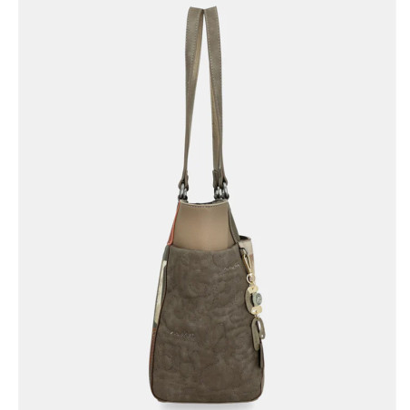 Anekke Muse Shopping Bag with Colorful Patterns Khaki