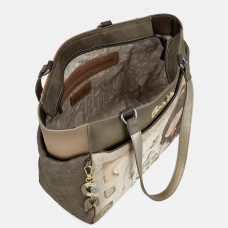 Anekke Muse Shopping Bag with Colorful Patterns Khaki