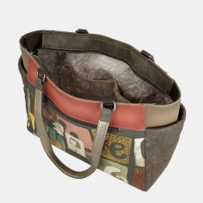 Anekke Muse Shopping Bag with Colorful Patterns Khaki