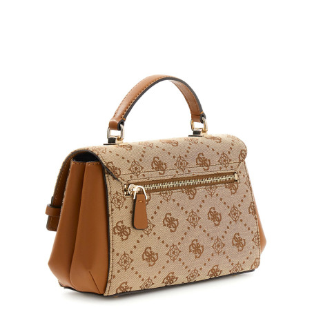 Guess Melinda Logo Handbag with Flap Latte Logo