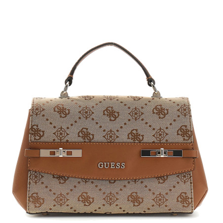 Guess Melinda Logo Handbag with Flap Latte Logo