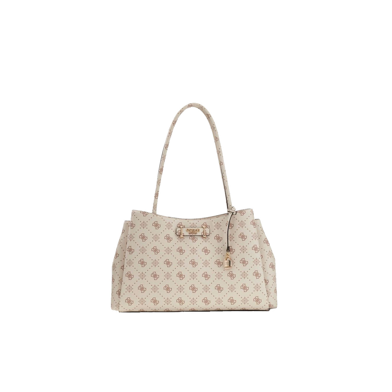 Guess Carrie Logo Shopping Bag with Logos VNO Cream