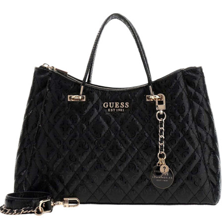 Guess Isemay Sac Porté Main Surpiqué Black bandoulière