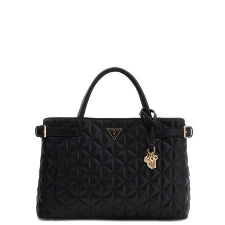 Guess Paisleigh Large Matelassé Handbag With Charms Black