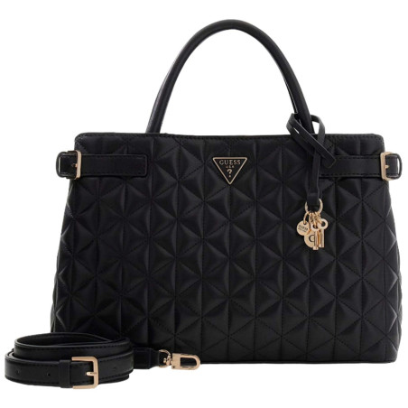 Guess Paisleigh Large Matelassé Handbag With Charms Black