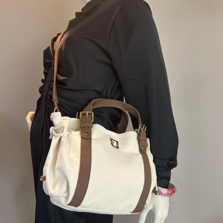 Gérard Darel The 18 Hours Crossbody Bag in Canvas Cream/Brown