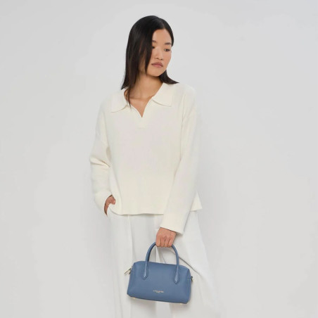 Lancaster Donna Cube Petit Sac A Main 531-127 Bleu Jeans porté main