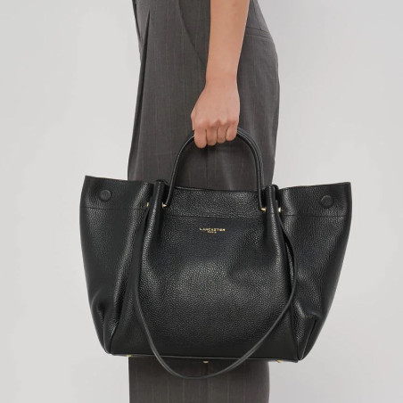 Lancaster Foulonne Double Louisa Grand Sac Shopping 470-90 Noir In Nude porté main