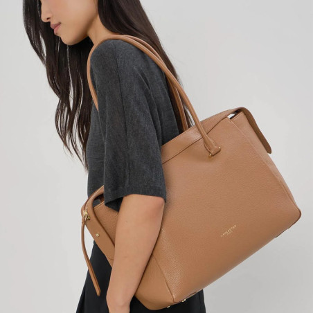 Lancaster Dune Grainy Leather Shopping Bag 529-97 Camel