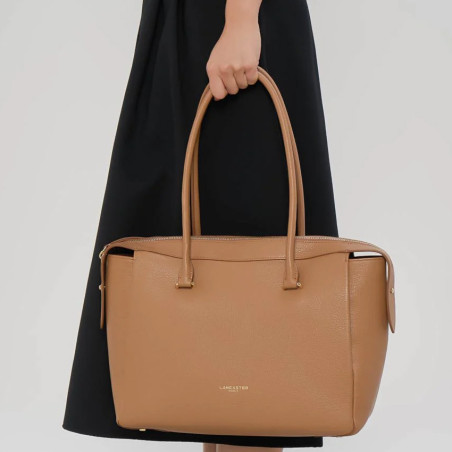 Lancaster Dune Grainy Leather Shopping Bag 529-97 Camel