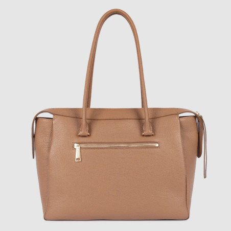 Lancaster Dune Sac Shopping En Cuir Grainé 529-97 Camel dos