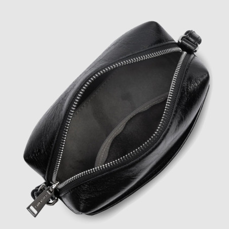 Lancaster Retro Cube Tote Bag in Leather 577-34 Black