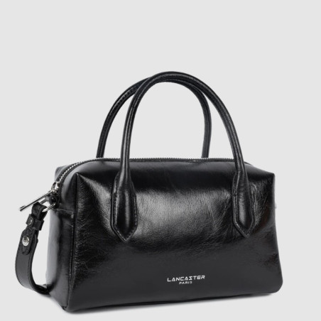 Lancaster Rétro Cube Sac Porté Main En Cuir Noir côté