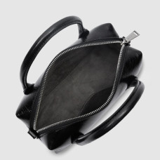 Lancaster Retro Cube Handheld Leather Bag 577-35 Black