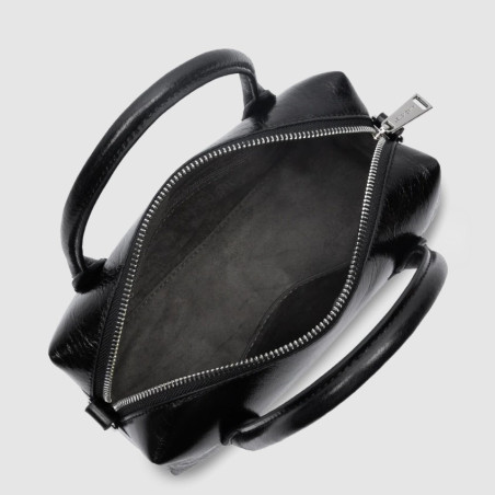Lancaster Retro Cube Handheld Leather Bag 577-35 Black