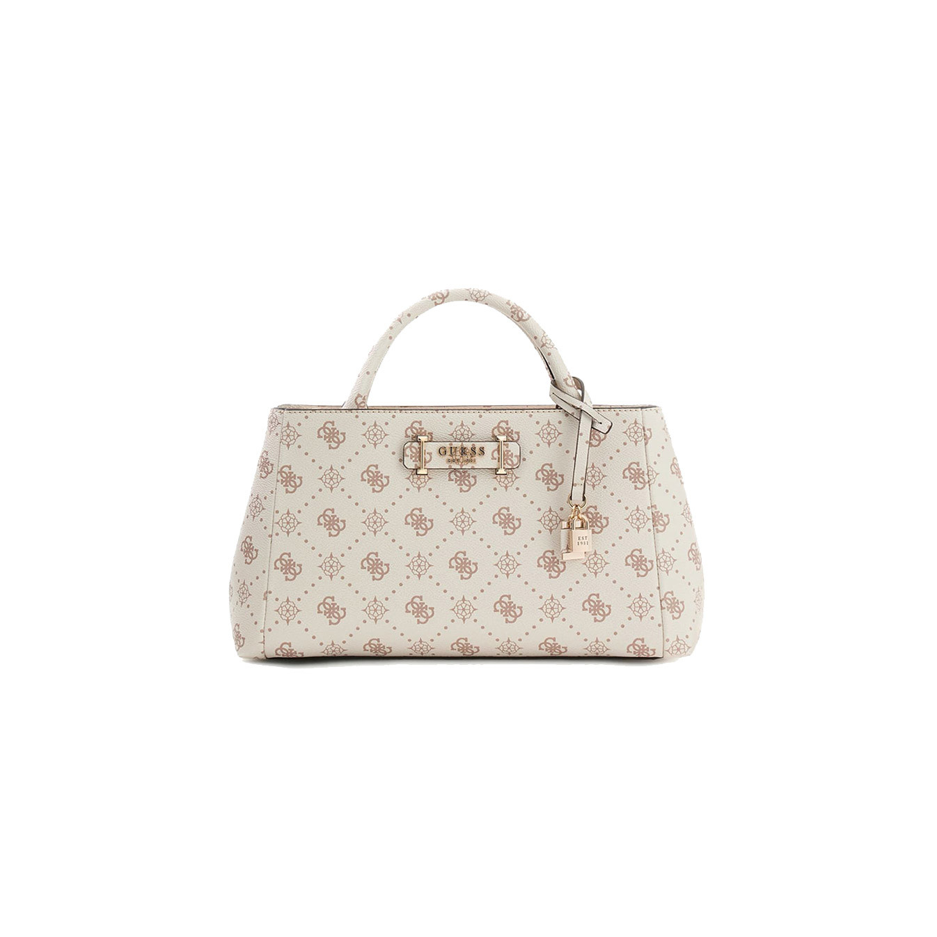 Guess Carrie Logo Sac Porté Main A Logos VNO Crème