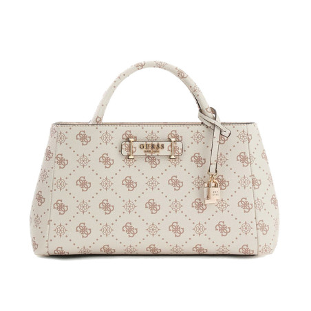 Guess Carrie Logo Sac Porté Main A Logos VNO Crème