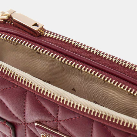 Guess Paisleigh Mini Shoulder Bag Quilted BUR Burgundy