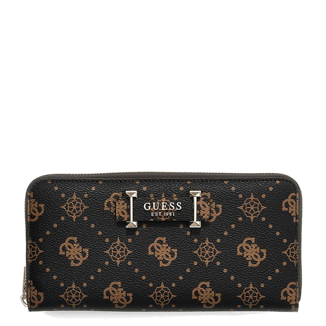 Guess Carrie Logo Zipper Companion with Logos ESL Brown